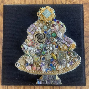 8” Chunky Jewelry Christmas Tree Picture Textures 3D Absolutely Gorgeous Small - Picture 1 of 24