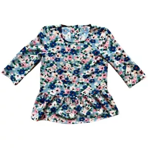 Cath Kidston Floral Print Peplum Hem 3/4 sleeve Day Casual Top Size 10 - Picture 1 of 10