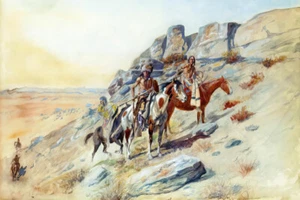 Avvistamento del nemico di Charles M Russell Western Giclée stampa artistica + spedizione gratuita - Foto 1 di 3