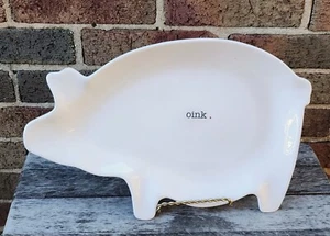 Huge 15x10 Magenta Rae Dunn White Ceramic PIG Shaped OINK Plate PLATTER M Plate - Picture 1 of 4