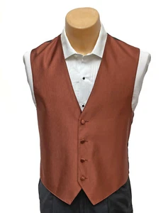 Men's Cognac Red Tuxedo Vest Wedding Groom Cruise Prom Formal Small S - Picture 1 of 4