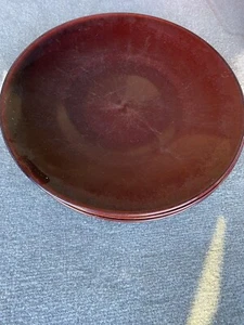 RARE Set of 2 Crate & Barrel 11.25" Dinner Plates Mahogany Brown Japan - Picture 1 of 4