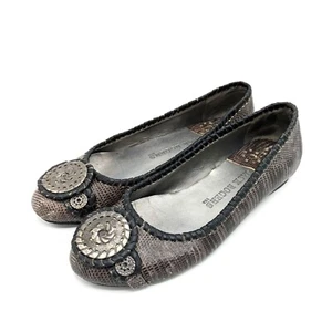 Jack Rogers Dakota SNAKESKIN Ballet Flats Slip On Comfort Womens 9.5 Grey Bronze - Picture 1 of 5
