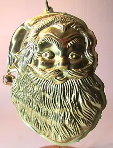 HALLMARK 1983 LATÓN SANTA cabeza adorno de Navidad 3D con campana - Imagen 1 de 8