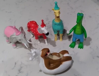 Fiesta Animal Pastel Toppers Perezoso, Elefante, Cebra, Caimán, Jirafa  Foto 1 de 2