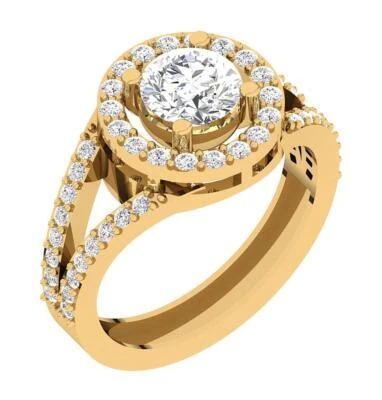 Anillo solitario de aniversario con halo de diamantes cultivados en laboratorio VVS F 1,25 quilates de oro macizo de 10 quilates Foto 1 de 4