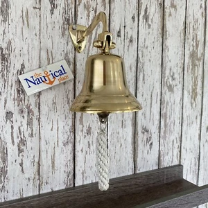 Deluxe Brass Ship Bell w/ Rope Lanyard ~ ~Nautical Maritime Wall Boat Decor - Picture 1 of 8