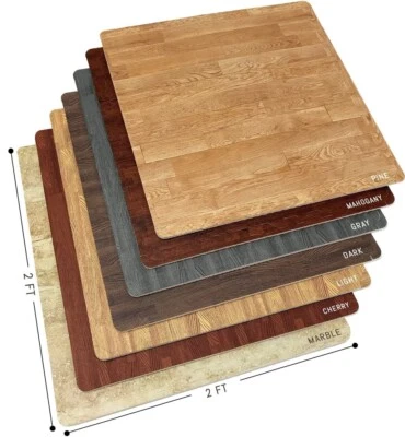 12 Wood Grain Flooring Tiles - Interlocking Foam Floor Mat- 3/8" Thick- 48 Sq Ft - Image 1 of 4