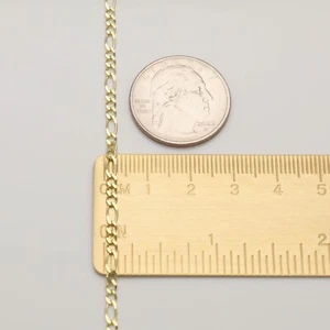 14K Solid Yellow Gold Figaro Bracelet 3.0mm 7-8" - Polished Chain Link Men Women - Picture 1 of 3