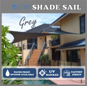 Waterproof SHADE SAIL SUN UV Block Square Triangle Rectangle Grey Canopy - Picture 1 of 47