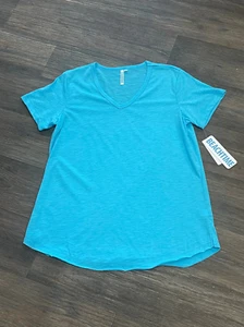 BEACHTIME by Lulu-B Ladies Turquoise Stella V-Neck Short Sleeve Top Medium - Picture 1 of 3