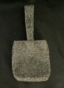 Schöne kleine silberne & klare perlenperlenfarbene Abendtasche MOYNA. - Bild 1 von 2
