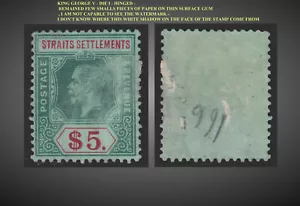 1915 STRAIT SETTLEMENTS KING GEORGE V 5$ VERDE ROJO/VERDE COMO NUEVO LH SCT.167 SG.212a - Imagen 1 de 1