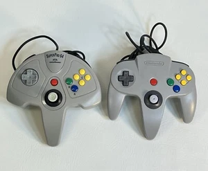 2 pcs N64, NINTENDO 64 gray controller original, One SuperPad 64 - Picture 1 of 6