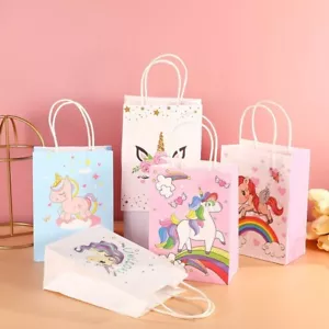 10PCS Unicorn Paper Party Loot Lolly Bags Kids Girls Birthday Party Bag Favour - Picture 1 of 8