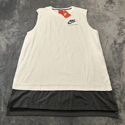 Camiseta sin mangas Nike International para mujer extra grande blanca a lunares informal NUEVA Foto 1 de 4