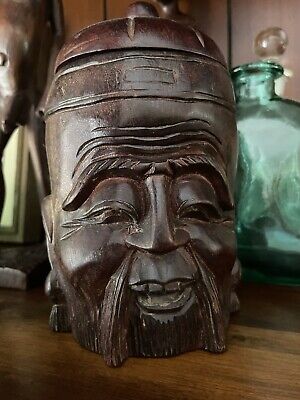 Tea Caddy, Tobacco Jar Mans Head Shape Figure Antique • 99$