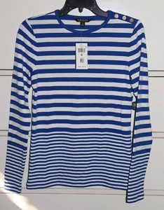 Neu mit Etikett Lauren Ralph Lauren blau/weiß gestreiftes Langarm-Top Größe M - Bild 1 von 10