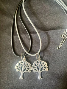 Spiritual Tree of Life Silver Pendant and Adjustable Choker Cord Necklace - Picture 1 of 5