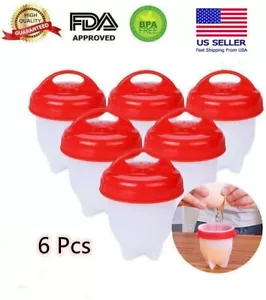 6Pcs Hard Boiled Silicone Egg Cooker Non Stick Without the Shell as seen on TV - Picture 1 of 9