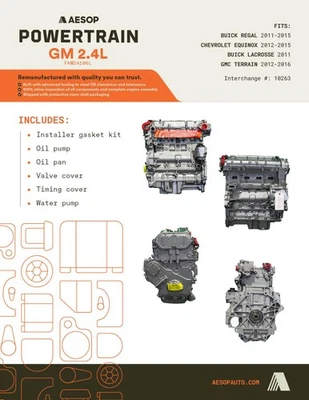 MOTOR 2.4L SERVE GMC TERRAIN 2014 VIN K 8º dígito 19300256 Cal opt LEA NU6 - Imagem 1 de 4