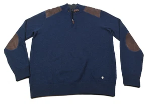 Raffi Merinowolle Sport Pullover Herren Large Navy Blau Langarm 1/4 Zip - Bild 1 von 14