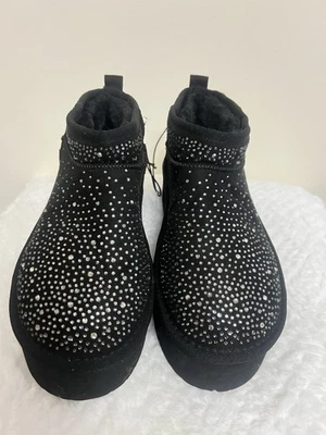 Botas Rock Candy Mini Plataforma Para Mujer Color Negro Lentejuelas Cristales Talla 9 Nuevas Foto 1 de 4