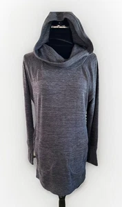 ATHLETA Blissful Hoodie Dress Dark Grey Hooded Zip Pockets Size Small - Picture 1 of 13