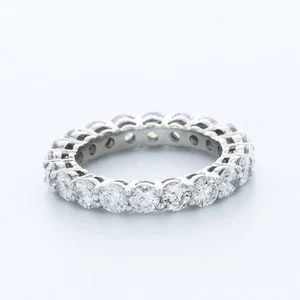 4 CTW I SI2 Round Brilliant Natural Certified Diamonds 950 Plat. Eternity Band - Picture 1 of 10