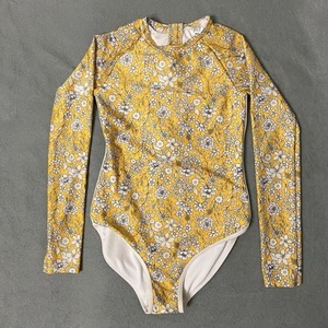 Art Class long sleeve yellow floral swimsuit rashguard girls size 10/12 - Picture 1 of 7
