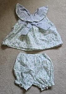 Basic Editions Baby Girl 3-6 Month Outfit Blue Floral Diaper Cover - Picture 1 of 10