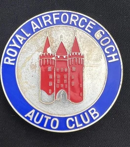 RAFG ROYAL AIR FORCE GERMANY GOCH CLUB VINTAGE ENAMEL AUTO CAR BADGE EMBLEM - Picture 1 of 7