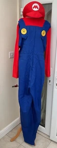 Adult Super Mario Bros Style Costume Plumbers Mate Fancy Dress 80's Party - Picture 1 of 4