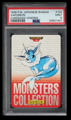 1996 Pokemon Bandai Carddass Vending Vaporeon PSA 9 Japanese #134 Vintage - Image 1 of 2