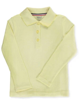 Polo tejido ajustado L/S French Toast para niñas con cuello picot Color: negro Talla: Foto 1 de 4