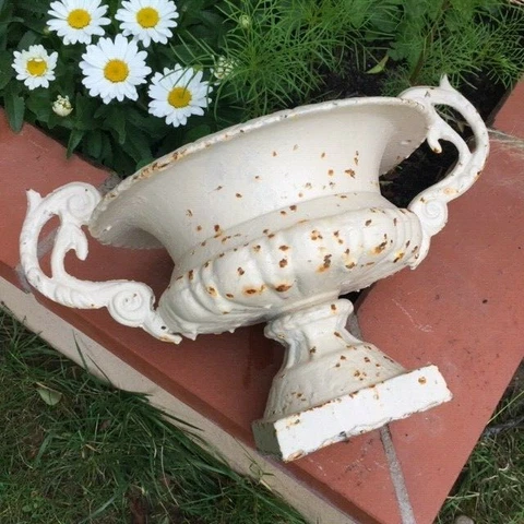 Salvaged SHABBY RUSTY French Cast Iron URN PLANTER JARDINIERE Home/Garden Chic Cover
