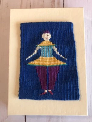 DE COLECCIÓN TEJIDO A MANO Niña Mujer TAPIZ ARTE DE PARED TEXTIL ARTE POPULAR Por Walter Blumenau Foto 1 de 4