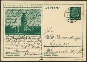 Tarjeta postal de papelería de Alemania Chemnitz a Leipzig 1934 Deutsches Reich - Imagen 1 de 2