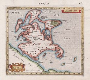 1628 Fine Mercator Map of Rugen Island, Germany