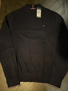Tommy Hilfiger Maglione Uomo Finto Girocollo, Pullover Taglia S Blu Navy �� - Foto 1 di 6