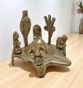 Antique Brass God Shiva Family Idol Figurine Original Old Hand Crafted Engraved - Picture 1 of 6