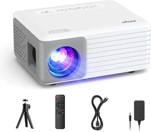 AKIYO 1080P Supported Portable Projector with Tripod, 65000 Hours Multimedia - Picture 1 of 8