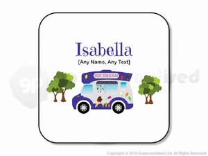 Personalised Gift Ice Cream Van Coaster Cone Scoop Driver Vendor Truck Square #1 - Foto 1 di 3