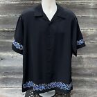 NOS Dragonfly Co EMBROIDERED TRIBAL FLAMES TATTOO MENS Lg BLACK Shirt CAMP CLUB