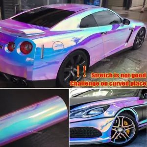 Pegatina envolvente de vinilo AB con espejo arco iris rosa blanco cromado cromado para automóvil - Imagen 1 de 6