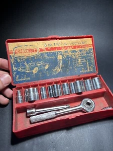 VINTAGE 16 STCK. 1/4 ZOLL ANTRIEB PROTO STECKSCHLÜSSEL SET WIE ABGEBILDET UND BESCHRIEBEN - Bild 1 von 2