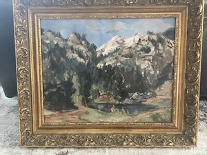 vintage oil painting landscape on board - Picture 1 of 3
