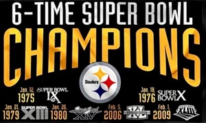 (2) 6X Super Bowl Champions Pittsburgh Steelers Vinyl Stickers 5x3 Car Decals - Picture 1 of 1