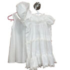 Vintage Polly Flinders 6-12 Month Smocked White Christening Dress Bonnet Slip