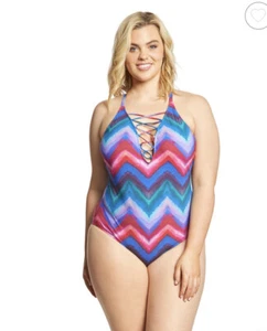 Traje de baño La Blanca talla grande gema oculta de una pieza multicolor talla 20W nuevo con - Imagen 1 de 10